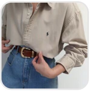 Vintage Ralph Lauren Beige Button Down Shirt